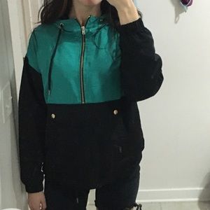 Forever 21 Hooded Zip Front Colorblock Anorak